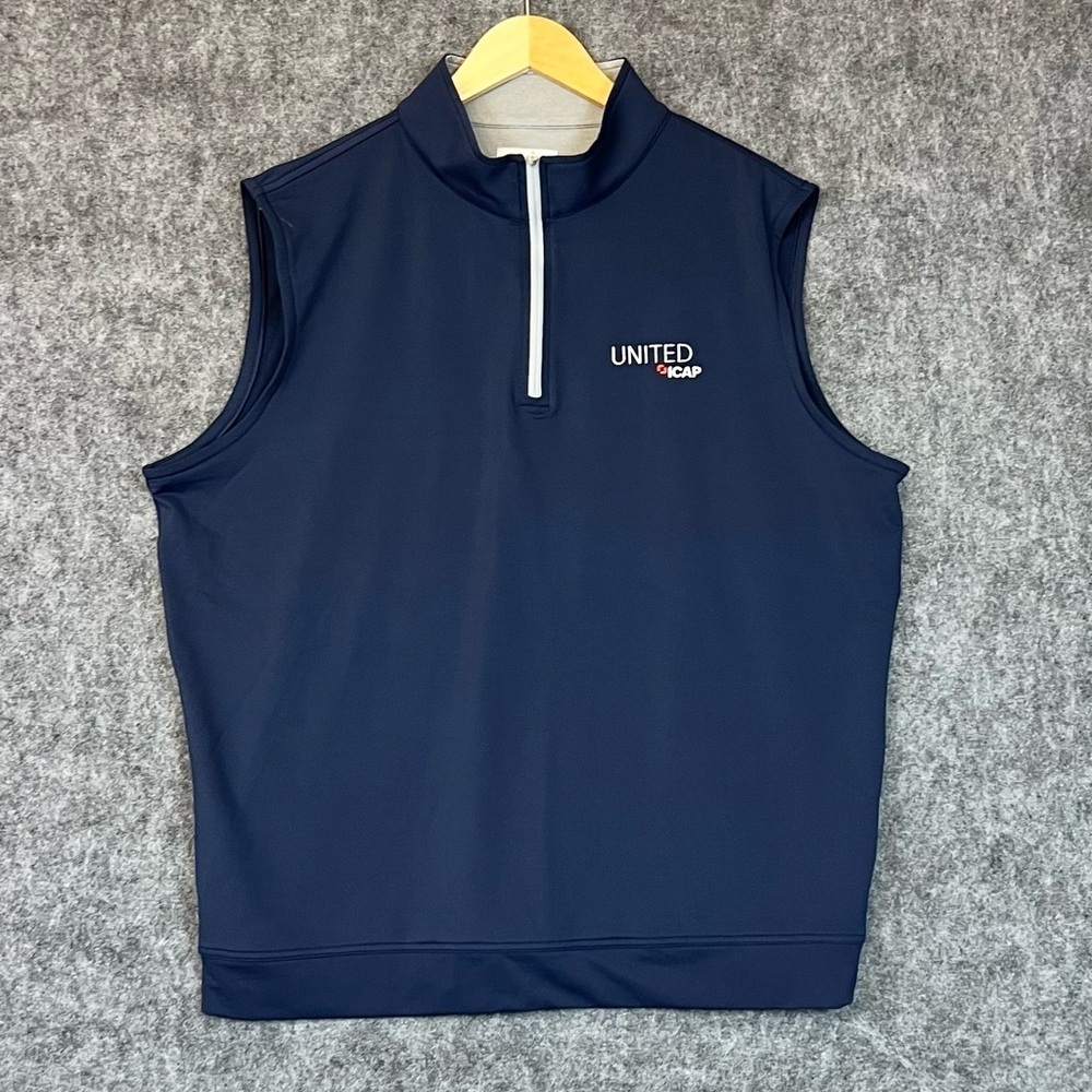 Peter Millar Vest  Men’s Size XL Galway Stretch Loop Terry 1/4 Zip Blue Golf